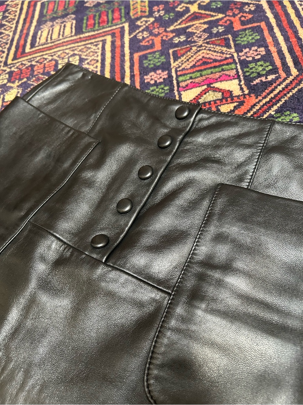 Spelledit Black Lambskin Miniskirt with Pockets XS